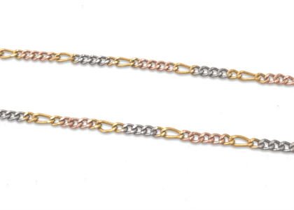 Three Tone Plated Figaro Chain